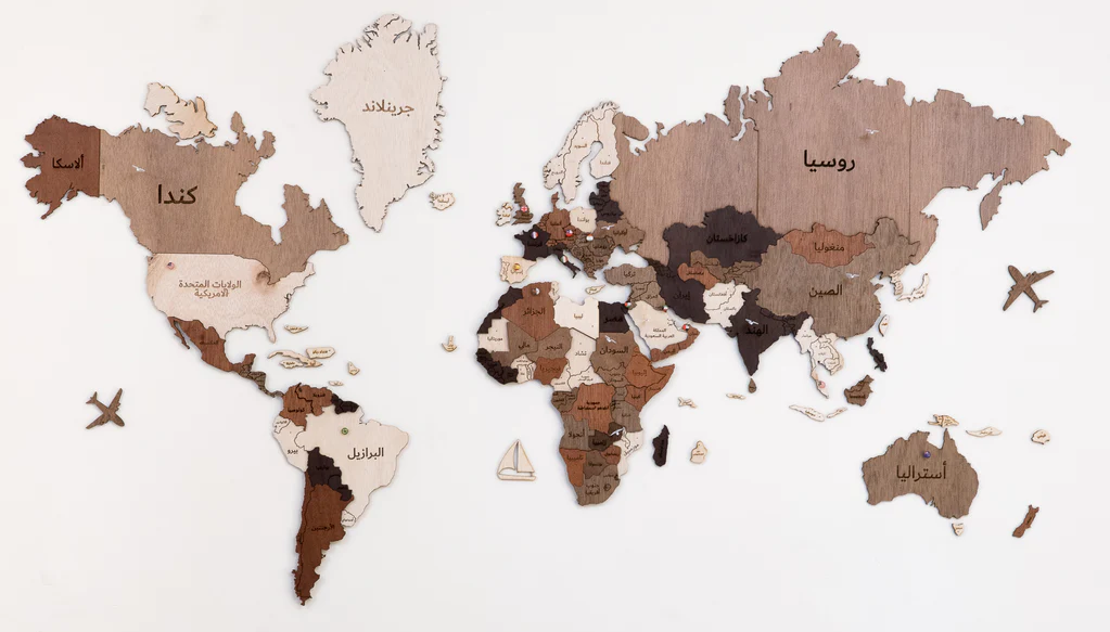 wooden world map