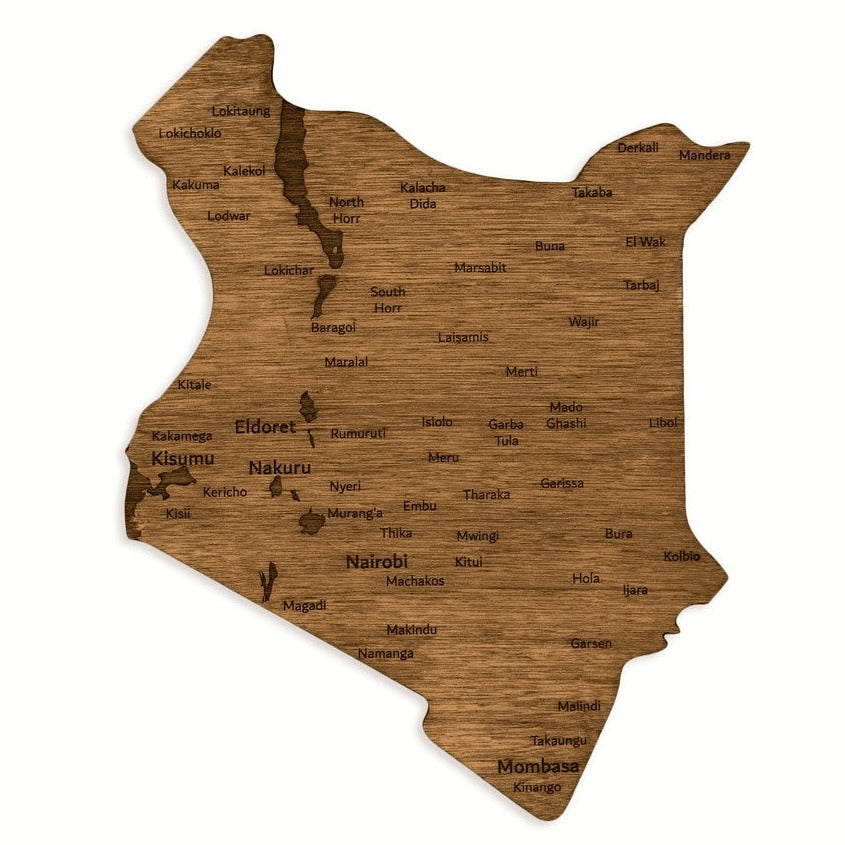 Kenya Wooden Map
