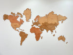 Load image into Gallery viewer, Luxury Natural Camel Leather Stitched World Map
