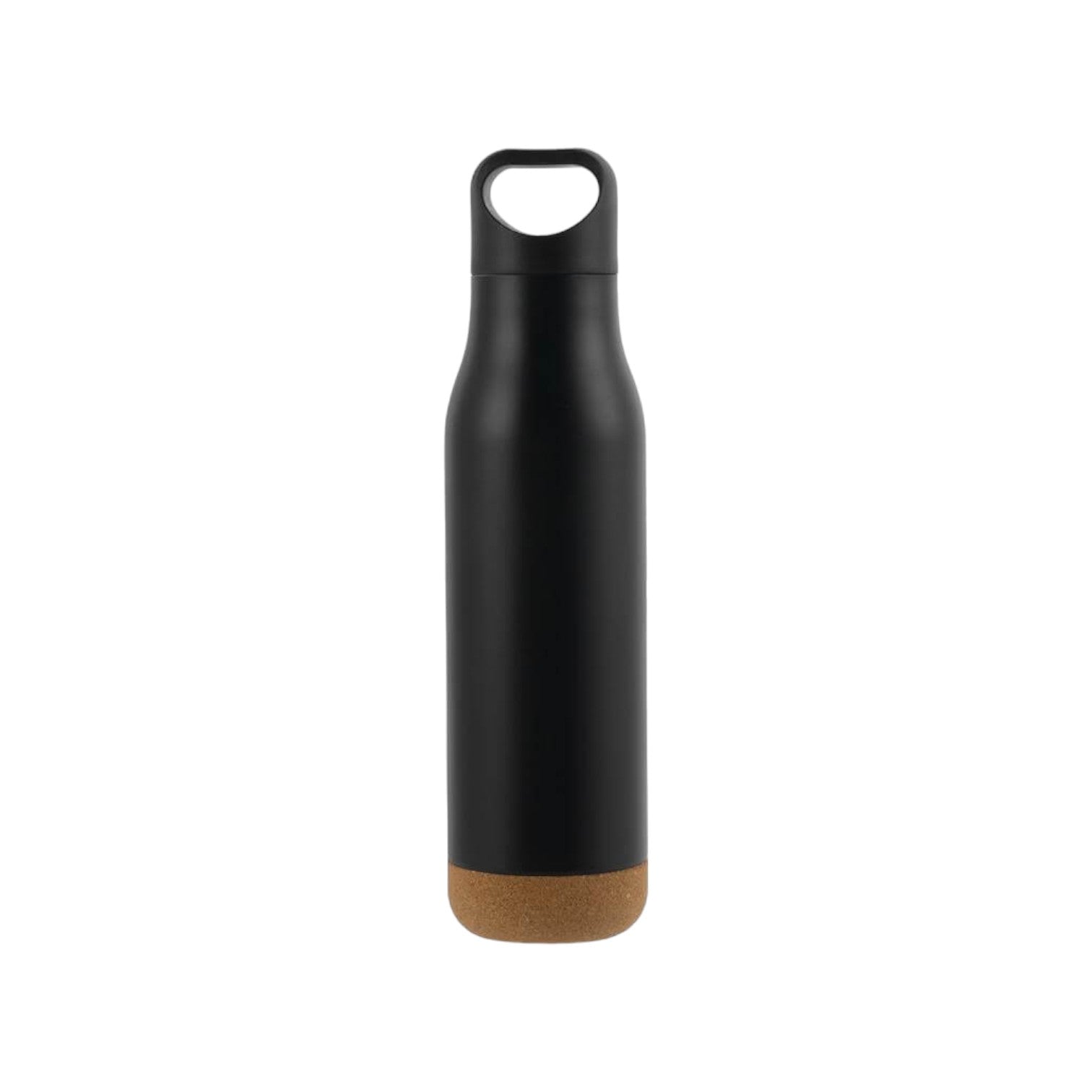 Insulated Water Bottle with Cork Base - Black