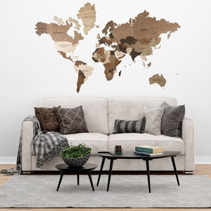 3D Multi-Layer English Wooden World Map