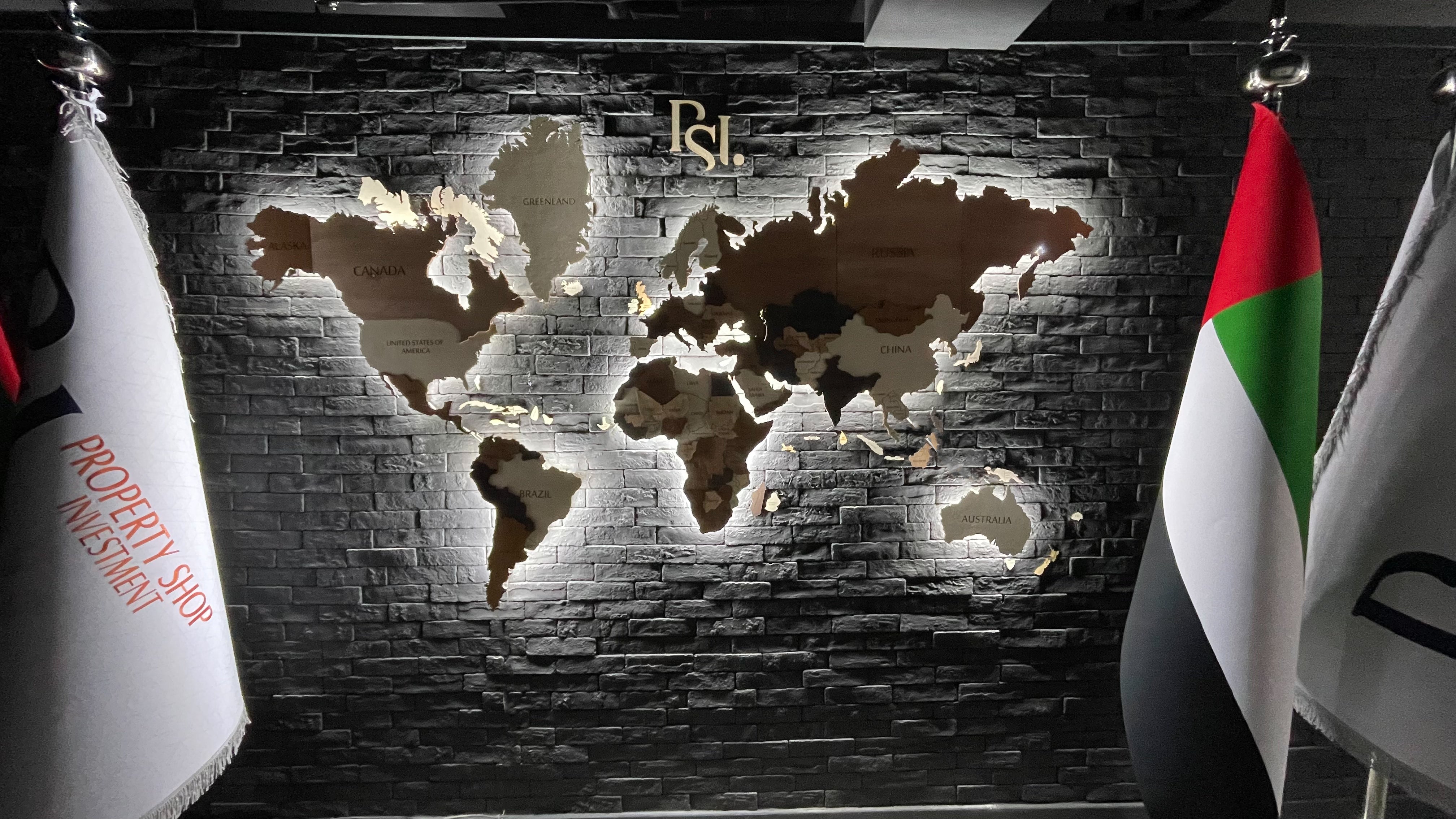 Wooden World Map with Light
