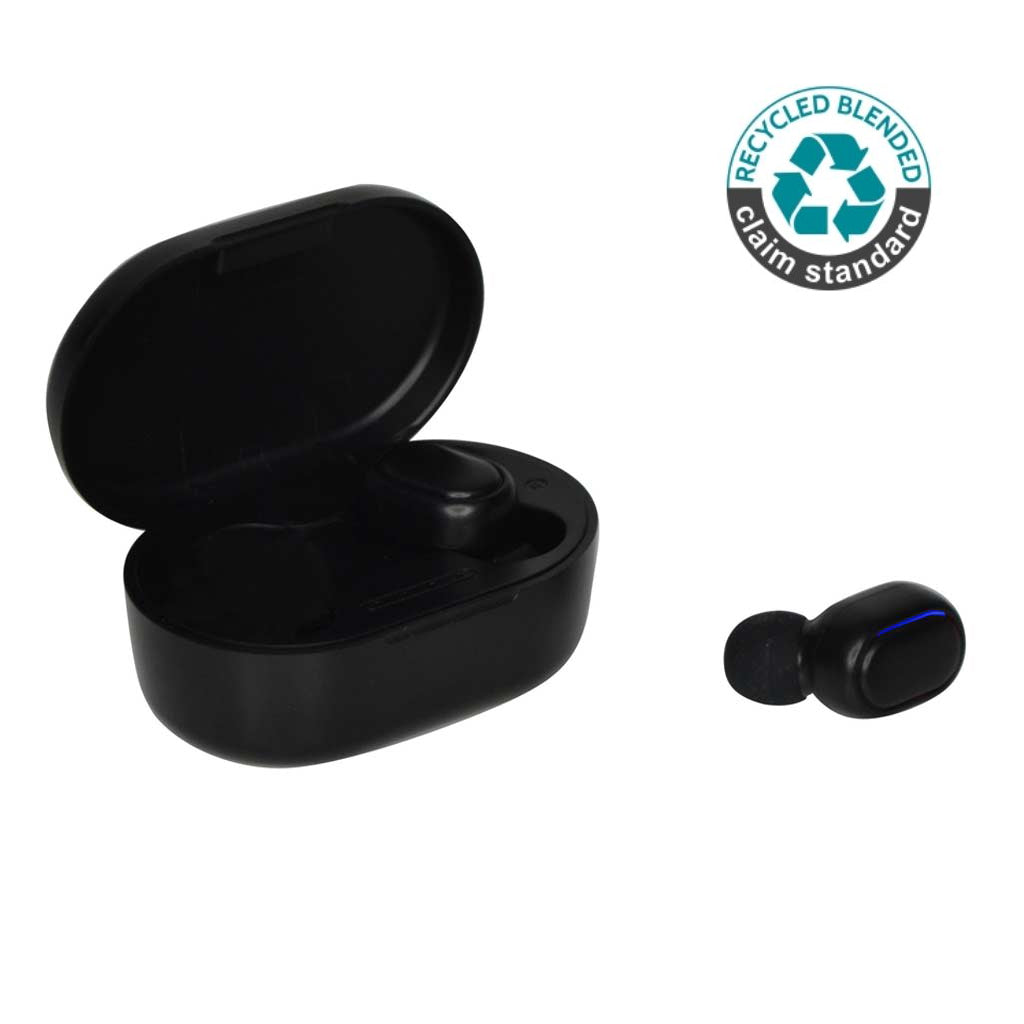 RCS standard recycled plastic TWS Wireless Earbuds - Black