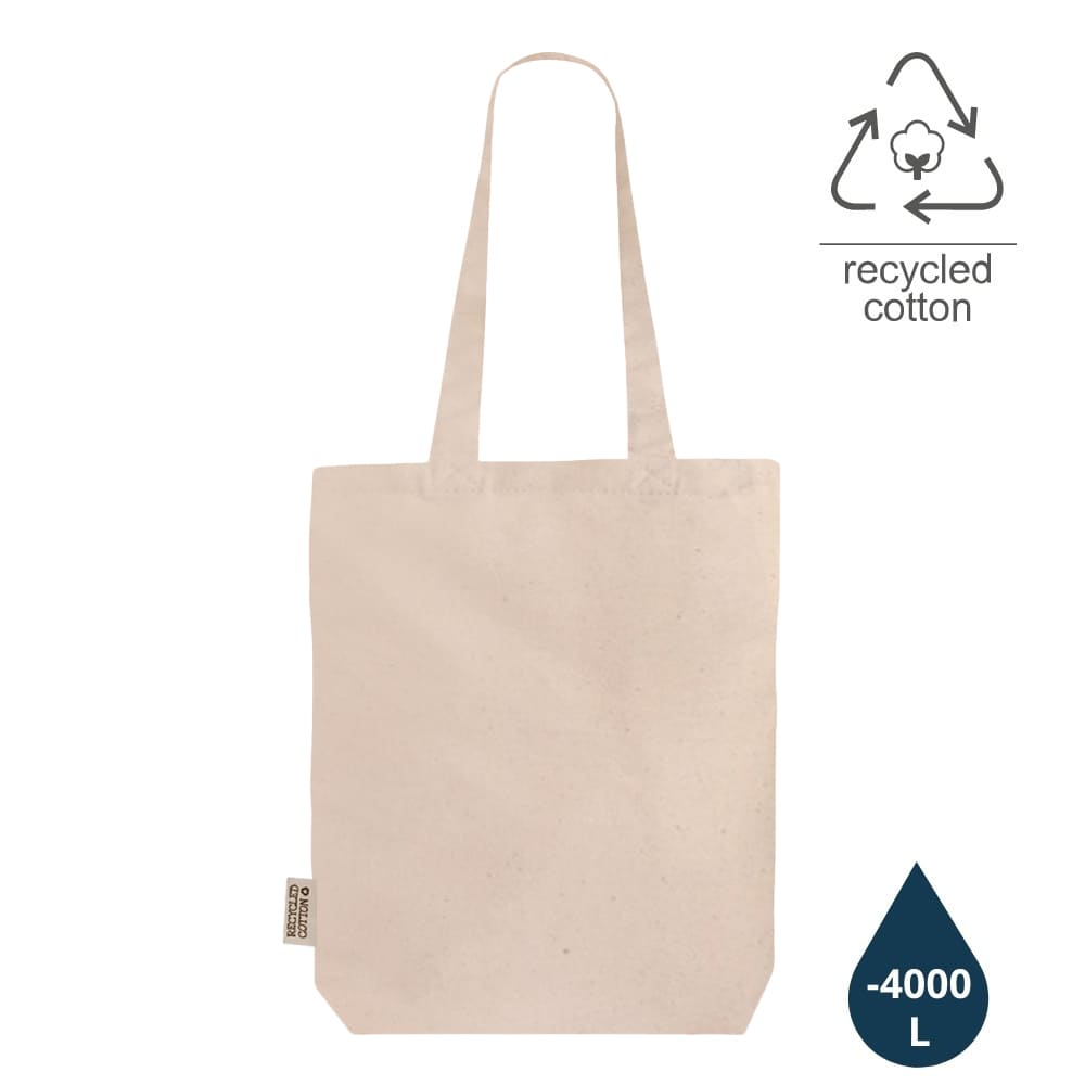 GRS-certified Recycled Cotton Tote Bag with Gusset - Natural