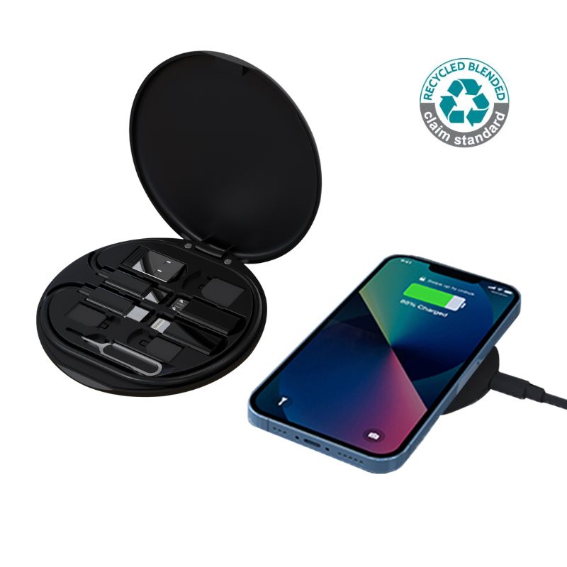 15W Wireless Charger Multi - Cable Set - Black