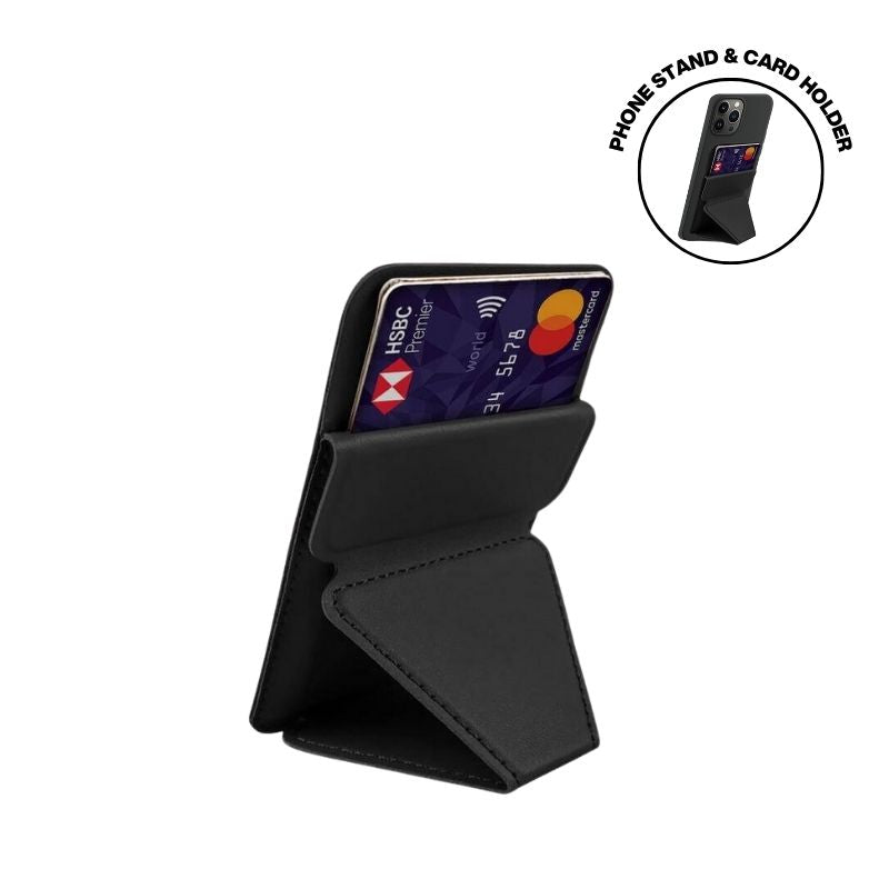 Mag Card Holder with Phone Stand - Black