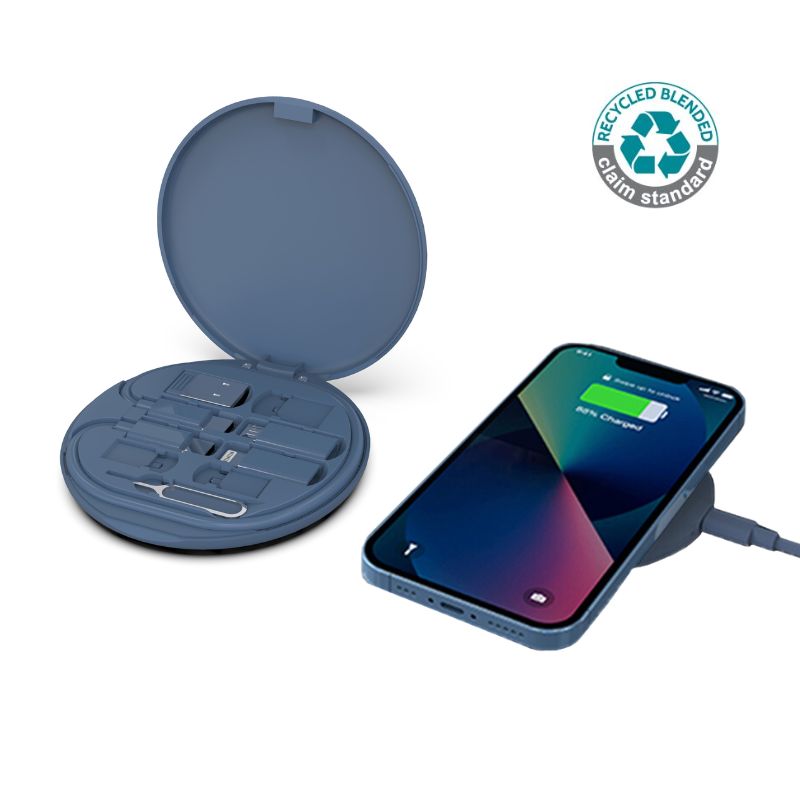 15W Wireless Charger Multi - Cable Set - Blue