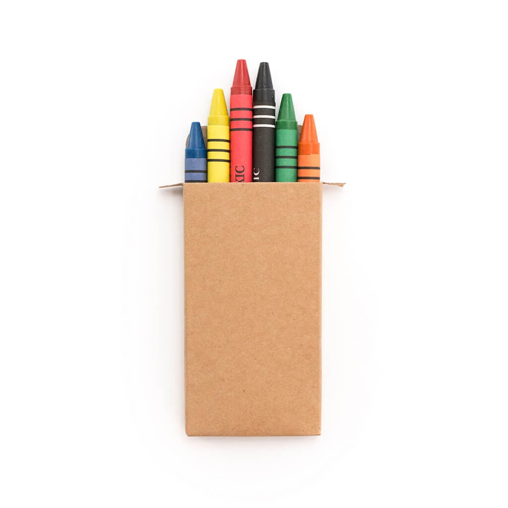 Set Of 6 Crayons In Natural Cardboard Box