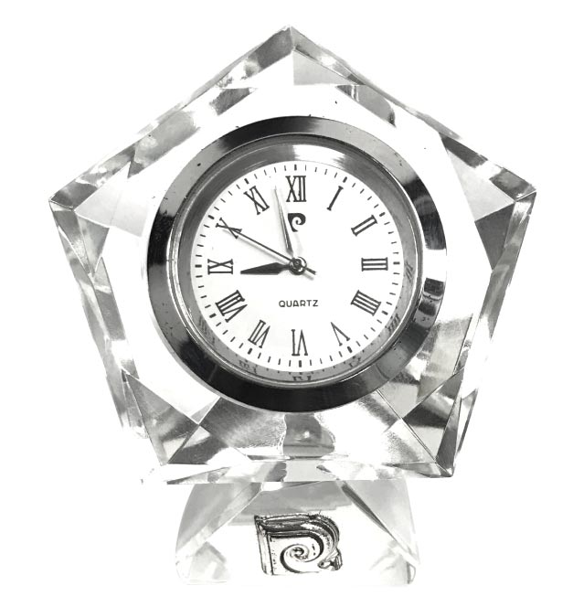 Pierre Cardin Pentagon Crystal Desk Clock - Small