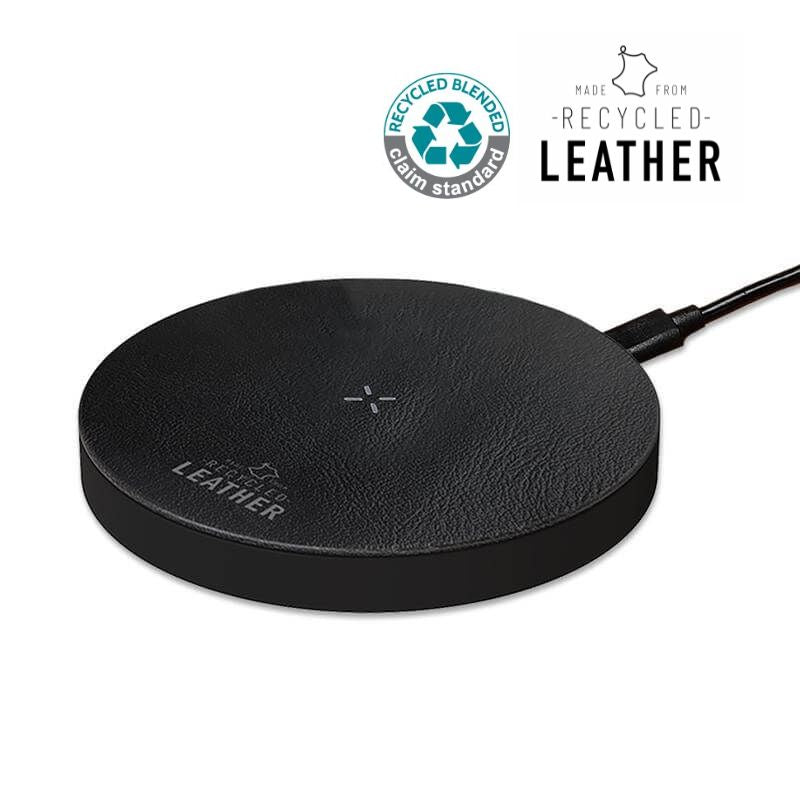 Recycled Leather 15W Wireless Charger - Black