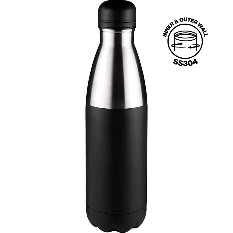 Double Wall Stainless Steel Water Bottle - Black