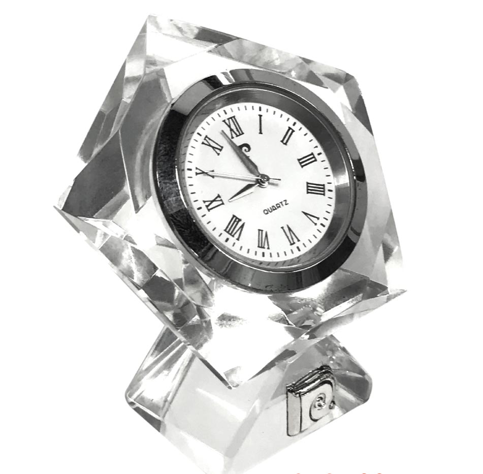Pierre Cardin Pentagon Crystal Desk Clockn- Regular