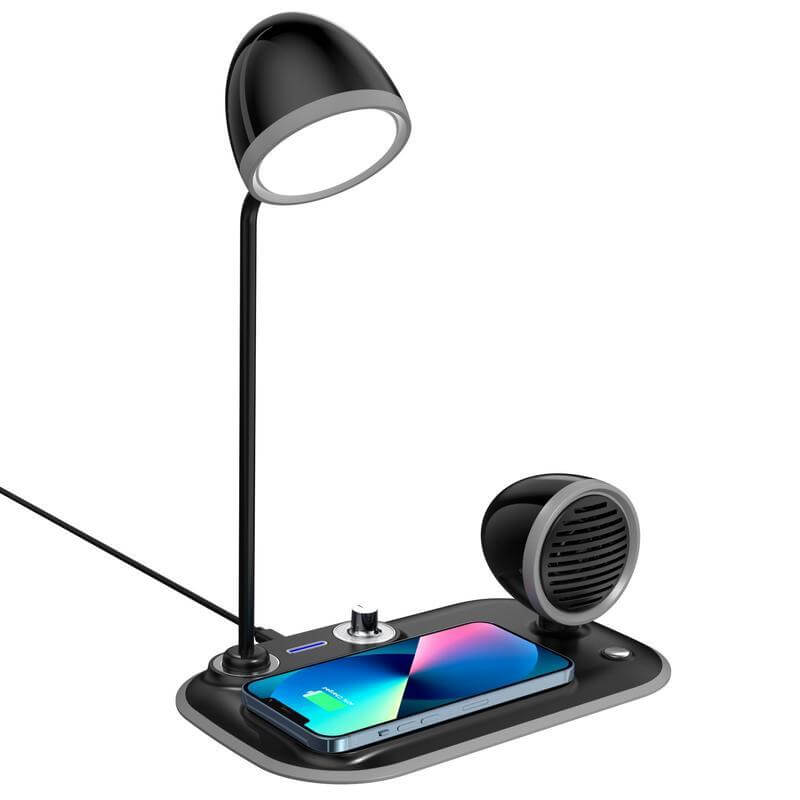 Wireless Charger Lamp with Speaker 3 in 1 - Black