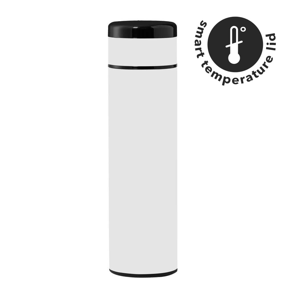 Double Walled Insulated Flask with Temperature Lid - White