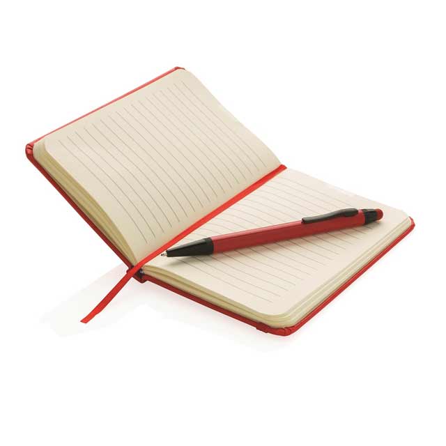 A6 Hard Cover Notebook With Stylus Pen - Red