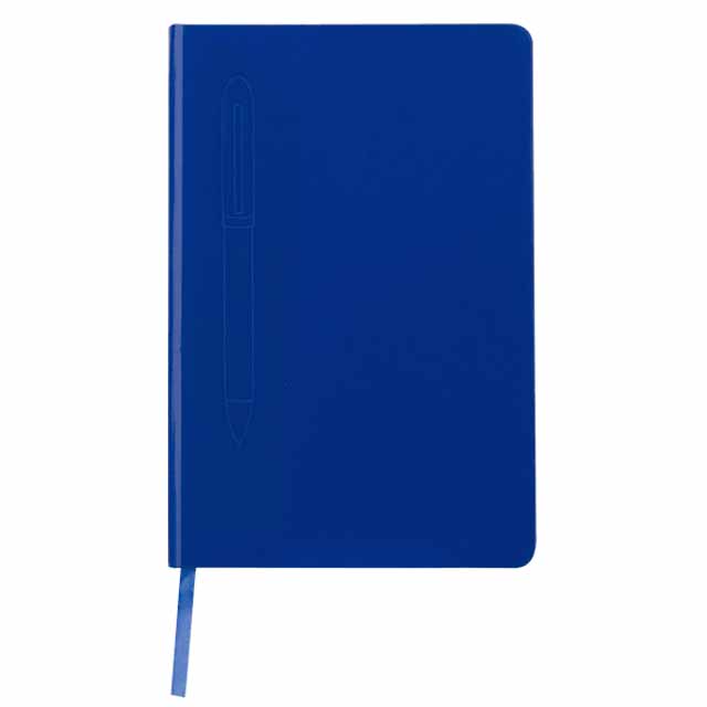 A5 Hard Cover Notebook with Metal Pen - Blue