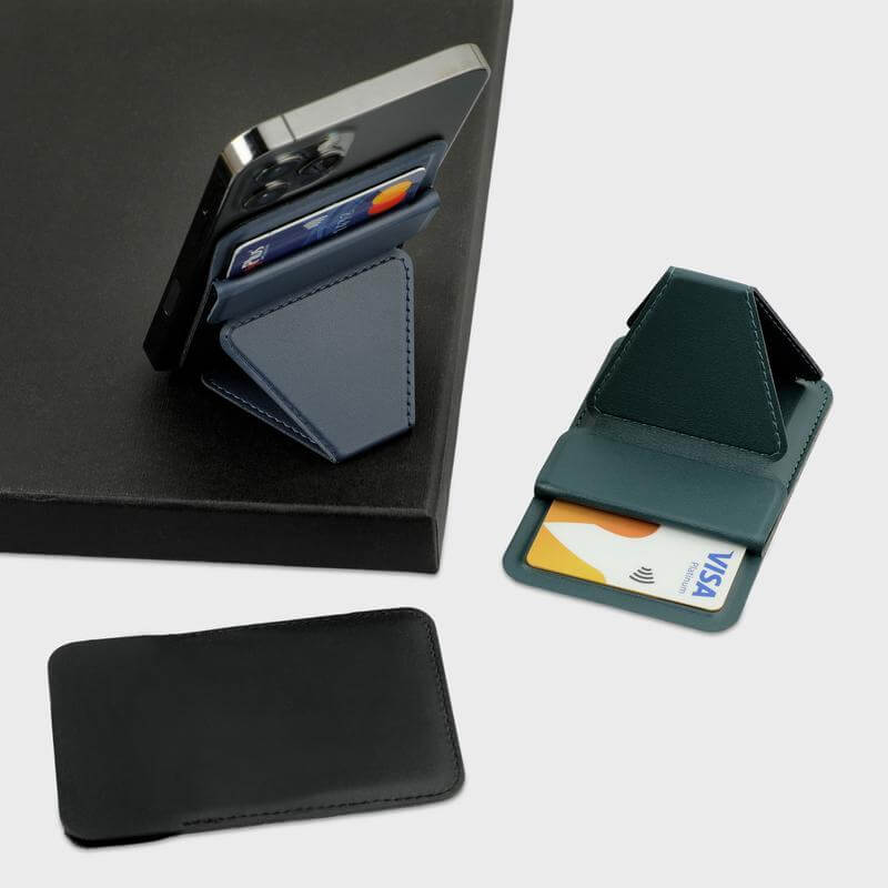 Mag Card Holder with Phone Stand - Blue