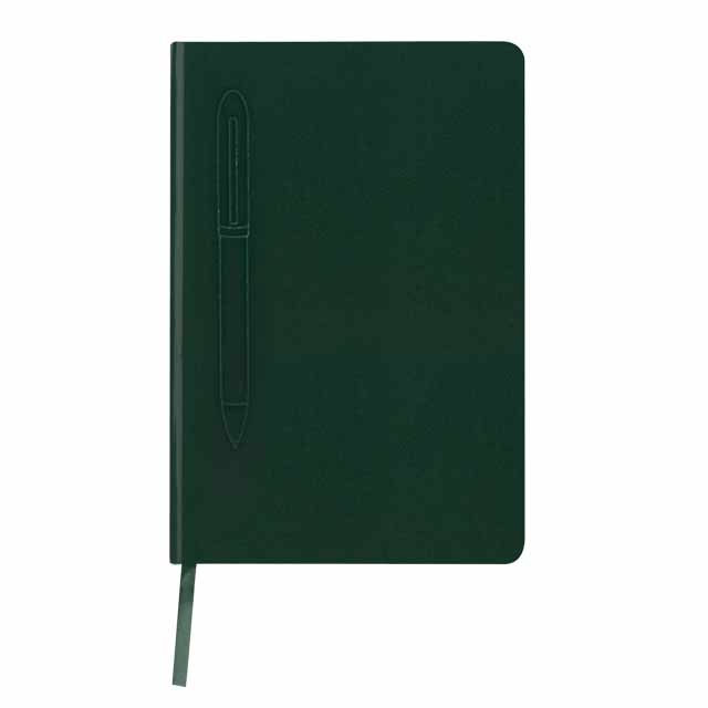 A5 Hard Cover Notebook with Metal Pen - Green