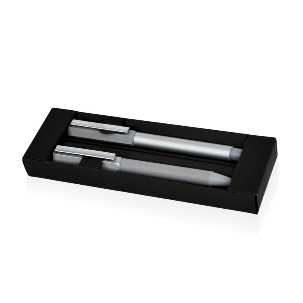 Metal Roller and Ball Pen Set - Silver/Grey