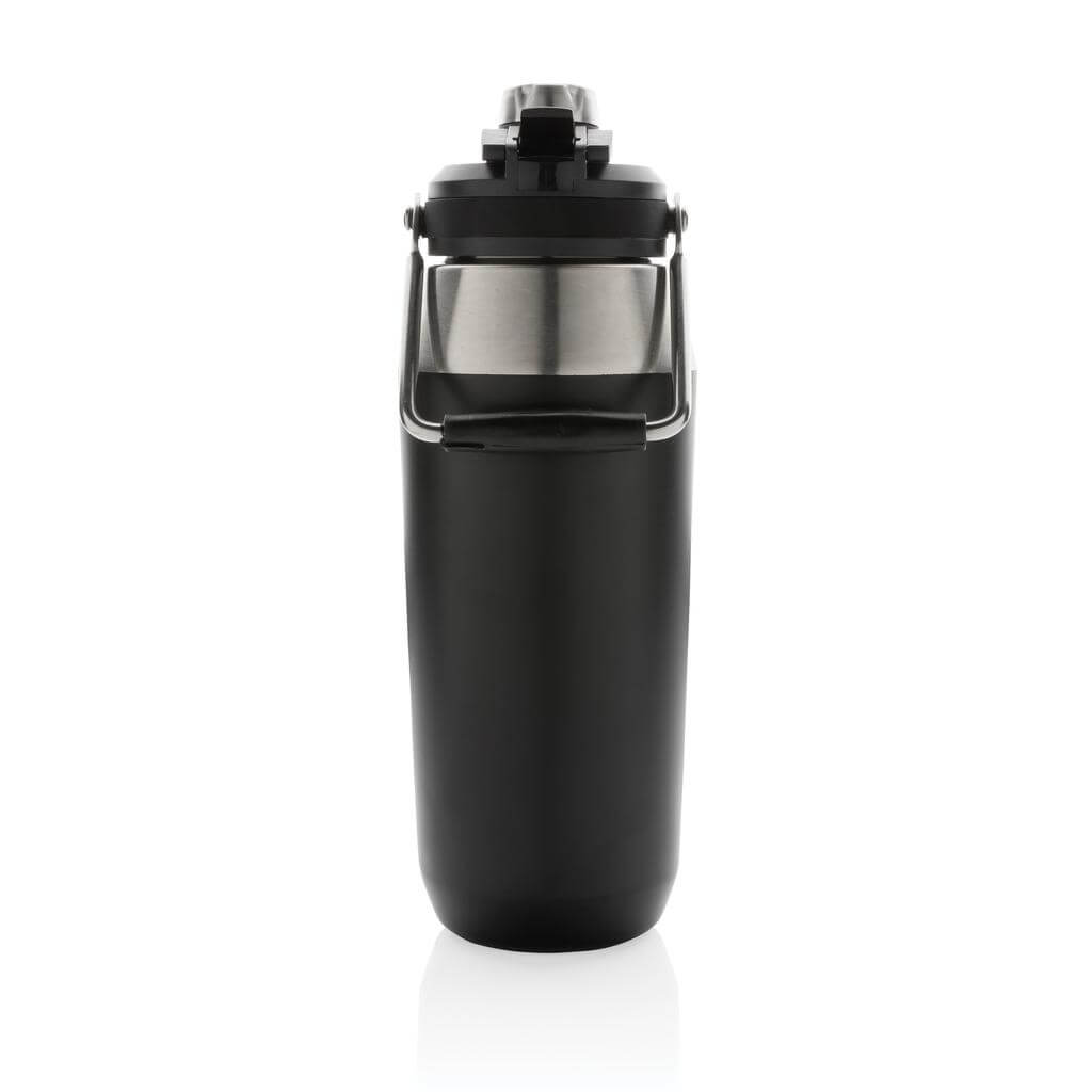 Vacuum Bottle with Solid Handle and Dual Lid - 1L - Black
