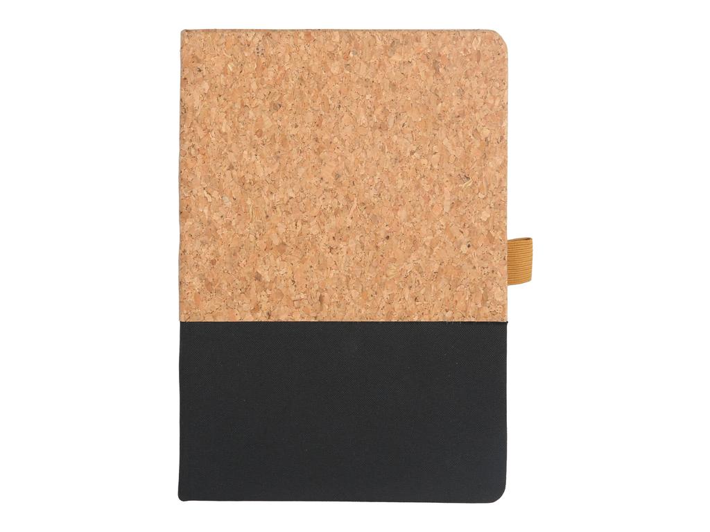 A5 Cork Fabric Hard Cover Notebook and Pen Set - Black