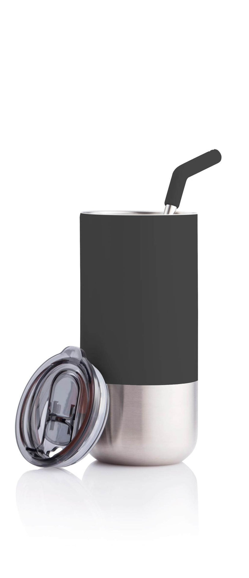 Insulated Tumbler with Reusable Straw - Black
