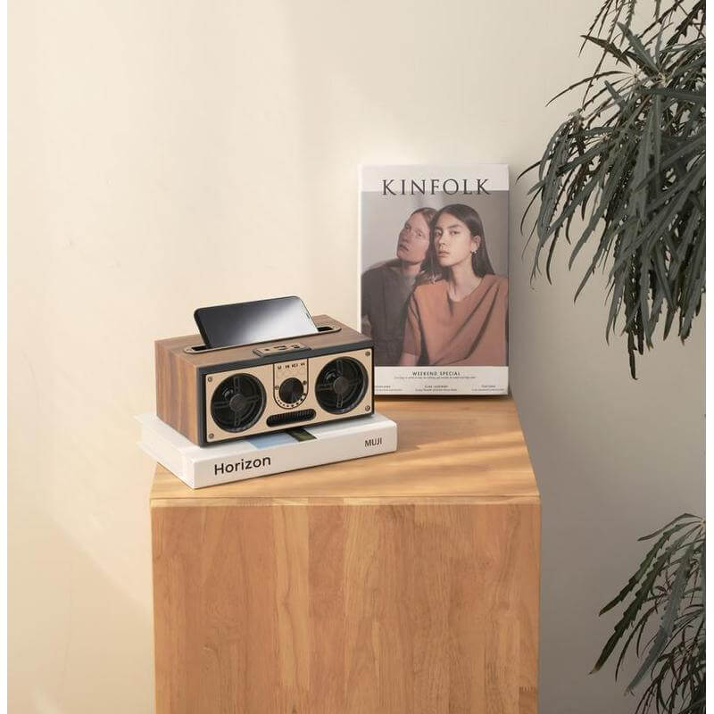 Retro Wood 20W Bluetooth Speaker with FM