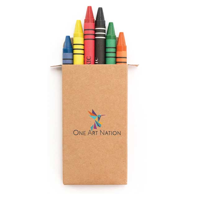 Set Of 6 Crayons In Natural Cardboard Box