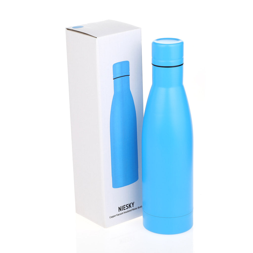 Copper Vacuum Insulated Double Wall Water Bottle - Aqua Blue