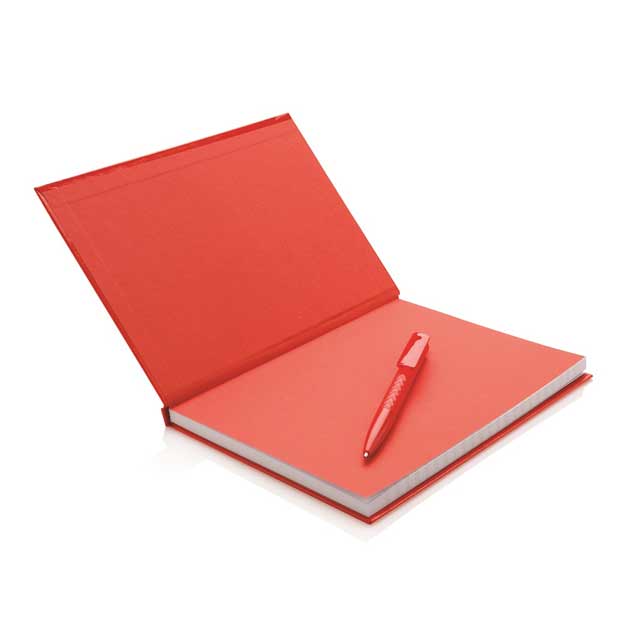 A5 Hard Cover Notebook With Pen - Red