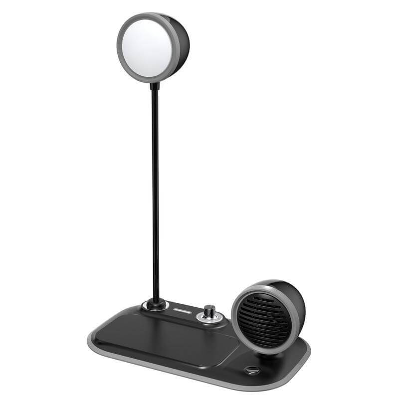 Wireless Charger Lamp with Speaker 3 in 1 - Black