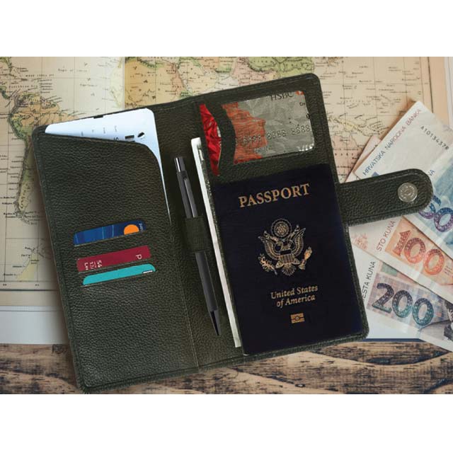 Travel Wallet in Genuine Leather (Anti-microbial)
