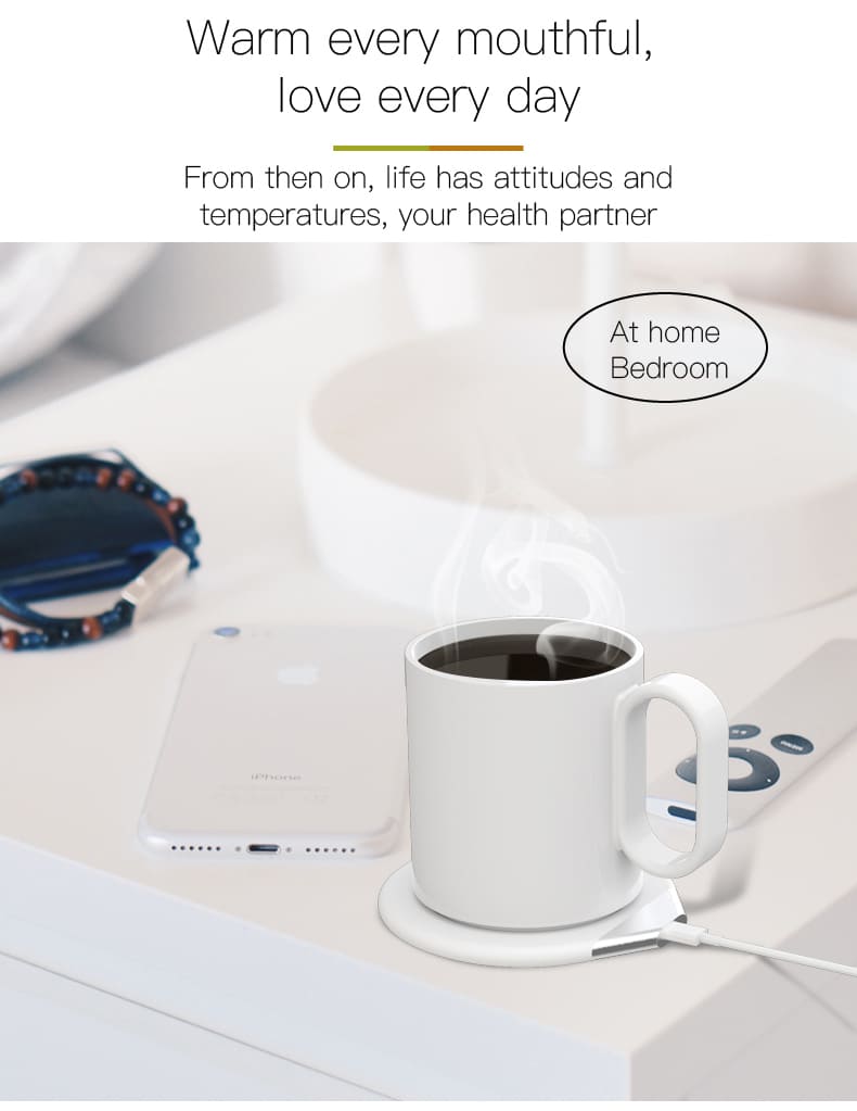 Smart Mug Warmer with Wireless Charger - White