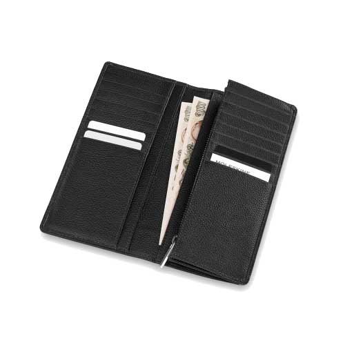 Classic Match Leather Slimfold Wallet - Black