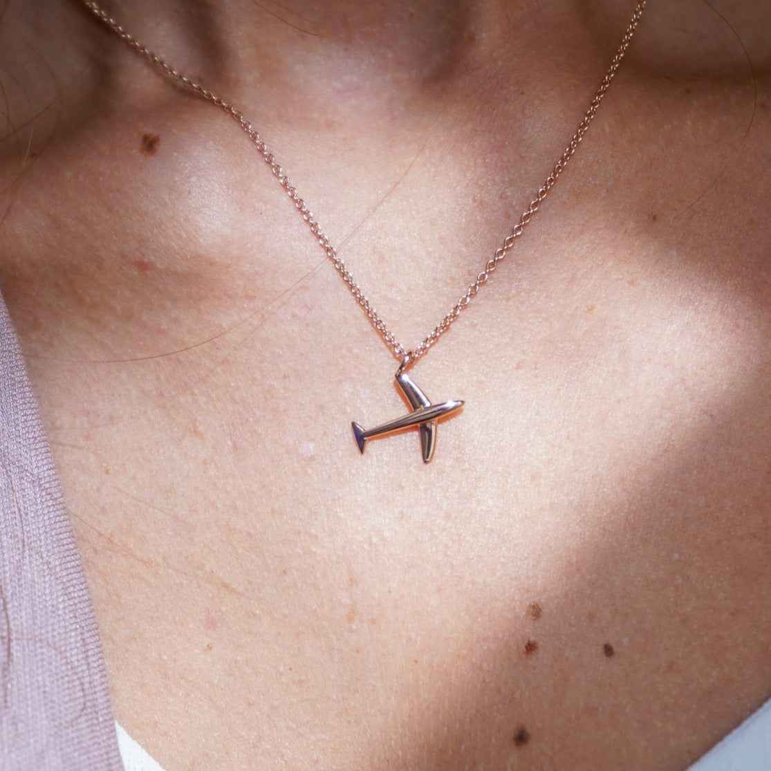 Rose Gold Airplane Necklace